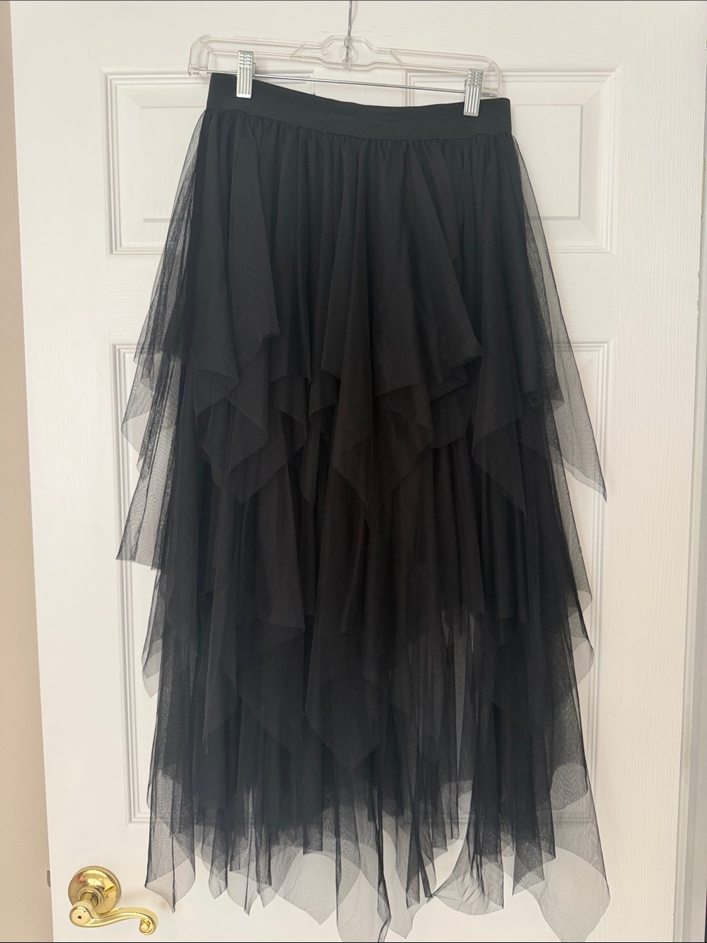 Women's Black High-Low Layered Tulle Skirt